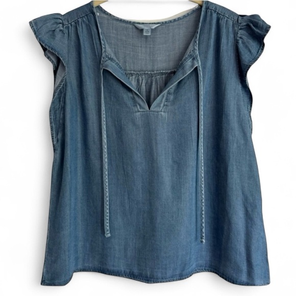 Time and Tru Tops - NWT Time & Tru Sleeveless Chambray Denim Keyhole Top Loose Fit Size Small